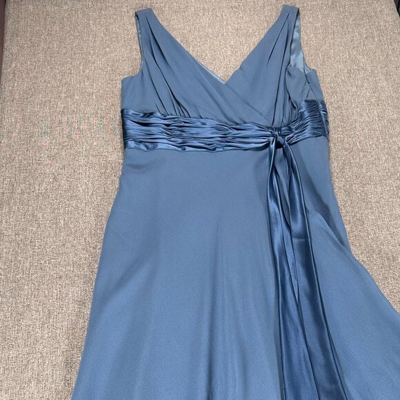 Maggy London 100% Silk Maxi Fit & Flare Dress Women's 8 Blue Wedding Party NWT - Picture 6 of 15